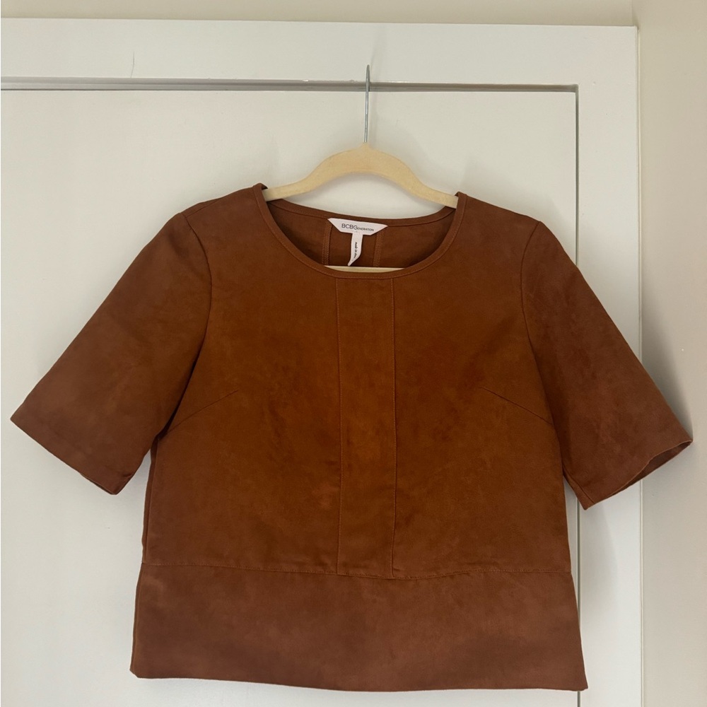 BCBGeneration Chestnut Faux Suede Top